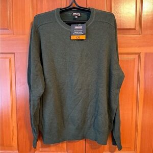 Kirkland Mens merino wool and cotton sweater. Green.  NWT Size XXL.